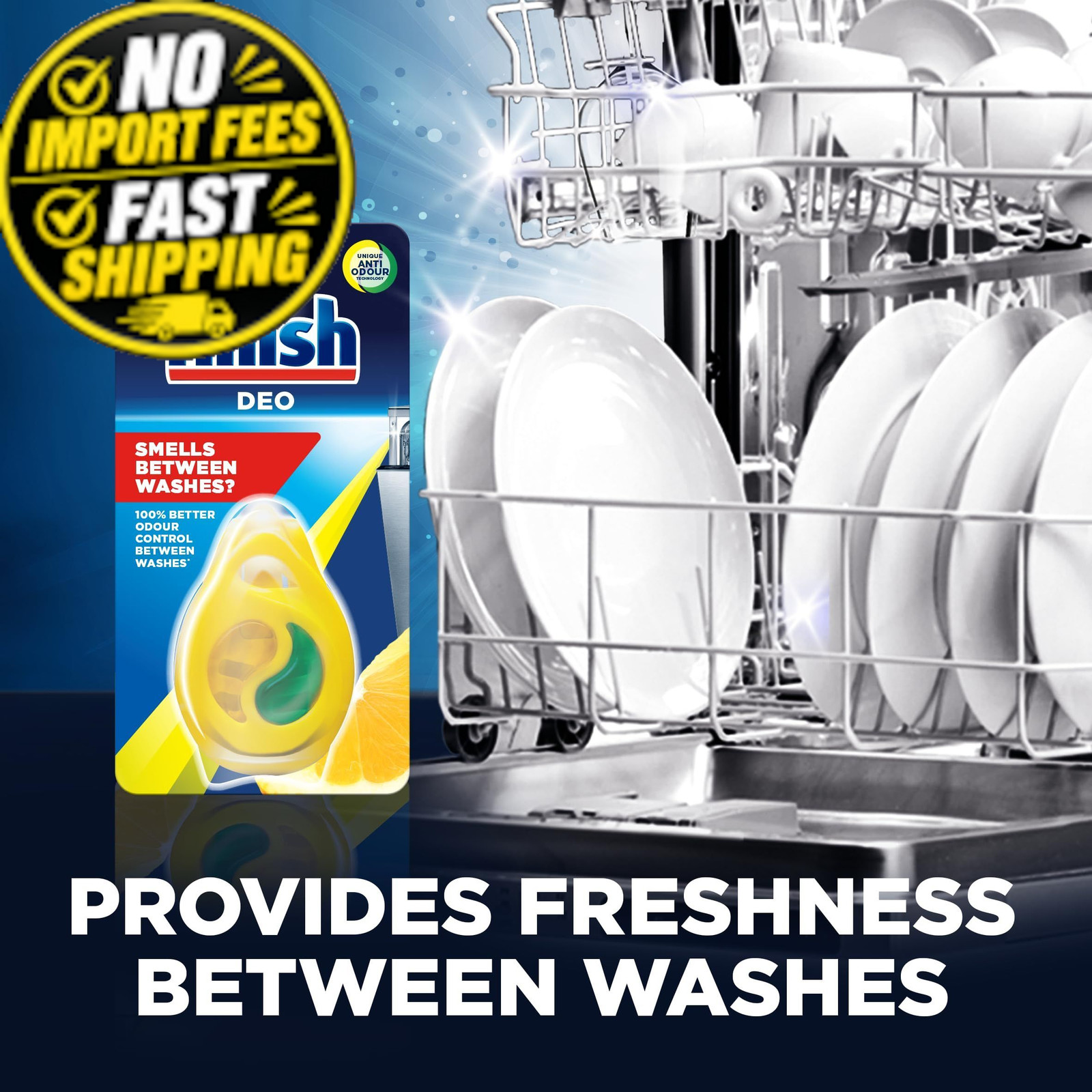 Finish Dishwasher Freshener Lemon and Lime 1 Count (Pack of 1), Blue, Yellow