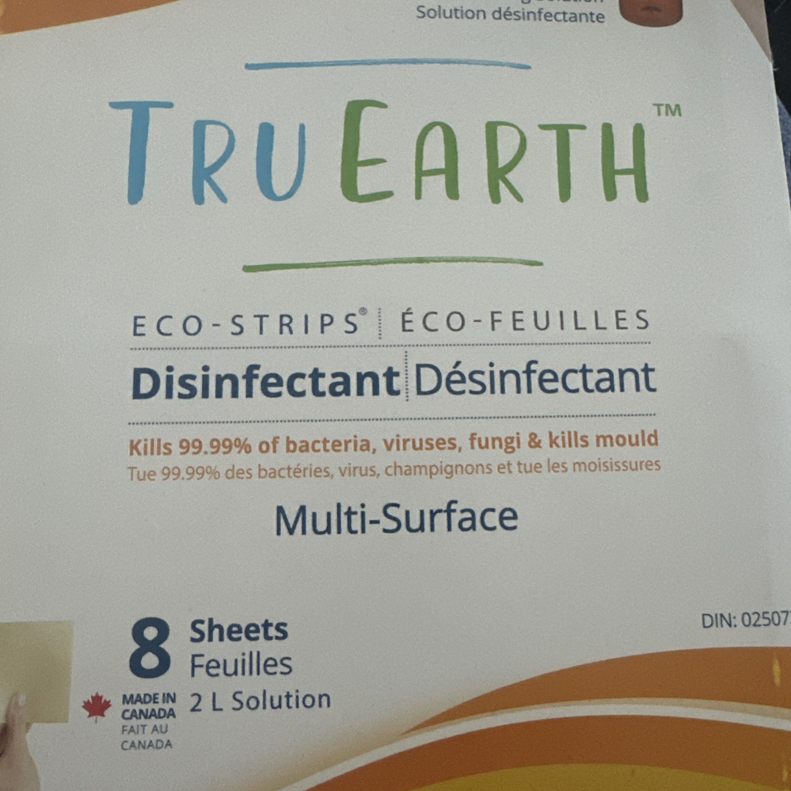 Tru Earth Eco-Strips Disinfectant Sheet. 8 Ct. Lemon Fresh Scent