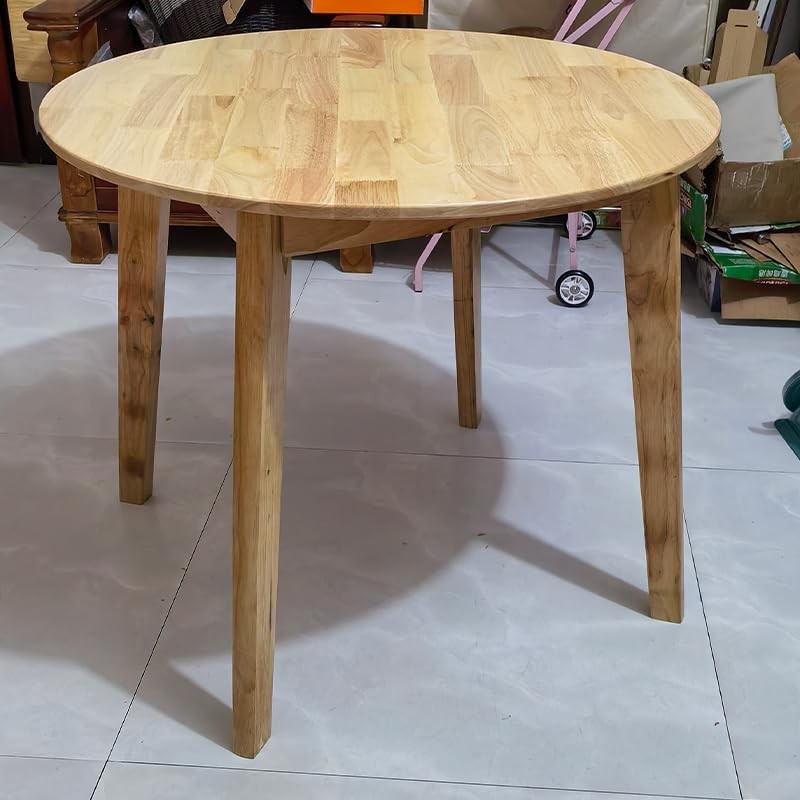 34.7″ Solid Wood Round Dining Table for Indoor/Outdoor Use, Easy Assembly