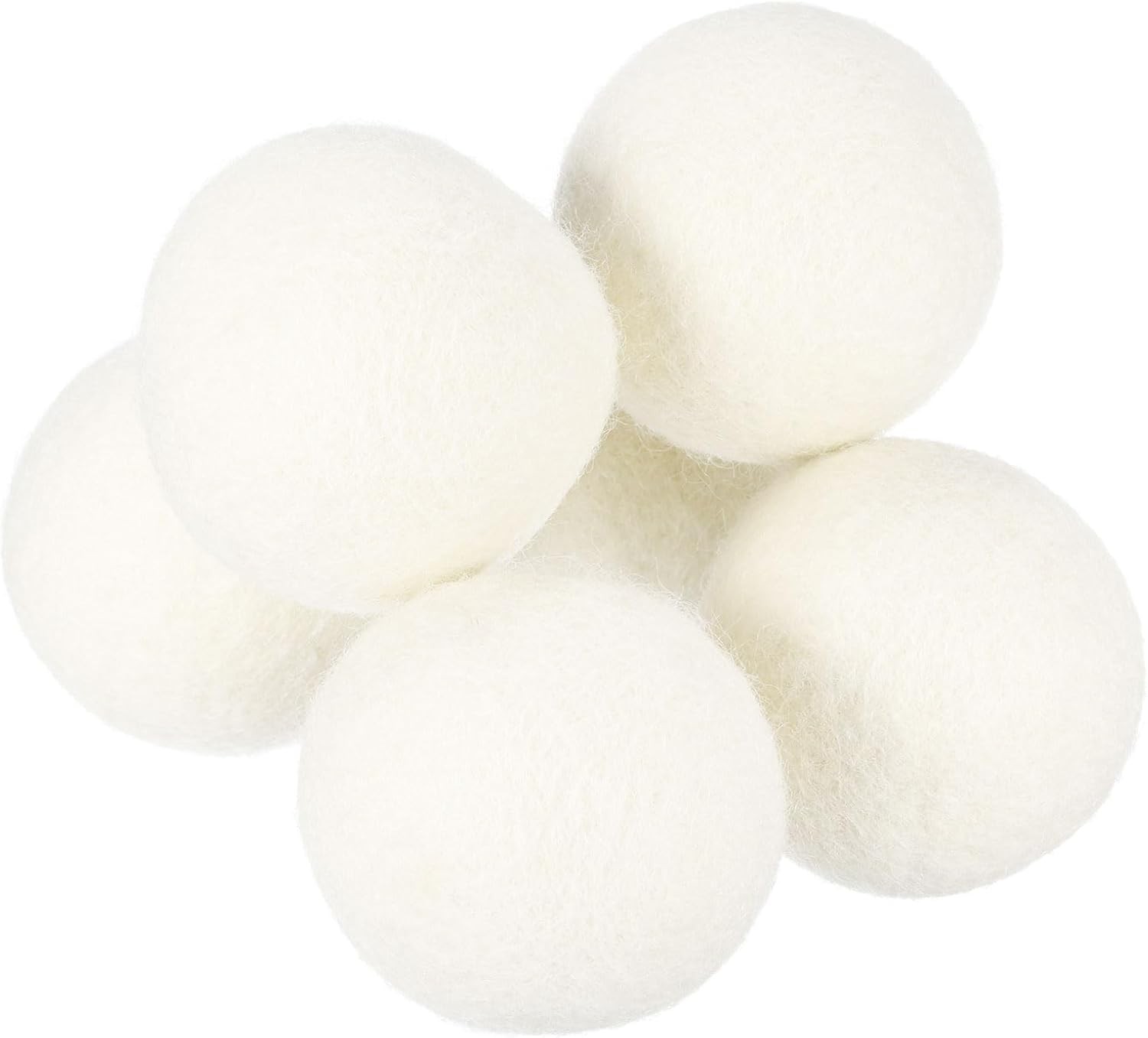 Wool Dryer Balls 6 Pack 1.6″ Laundry Static Reducer Wrinkle Control White