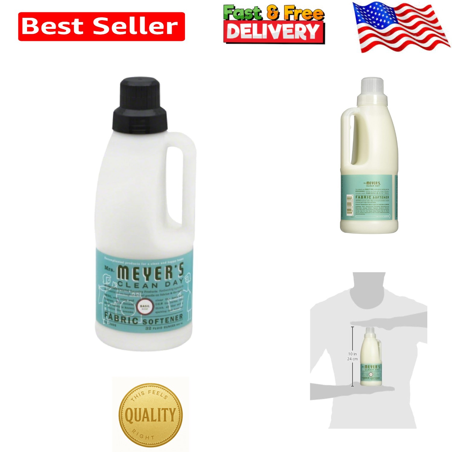 Soft & Fresh Fabric with Mrs. Meyer’s Basil Scented Liquid Softener, 192 Loads