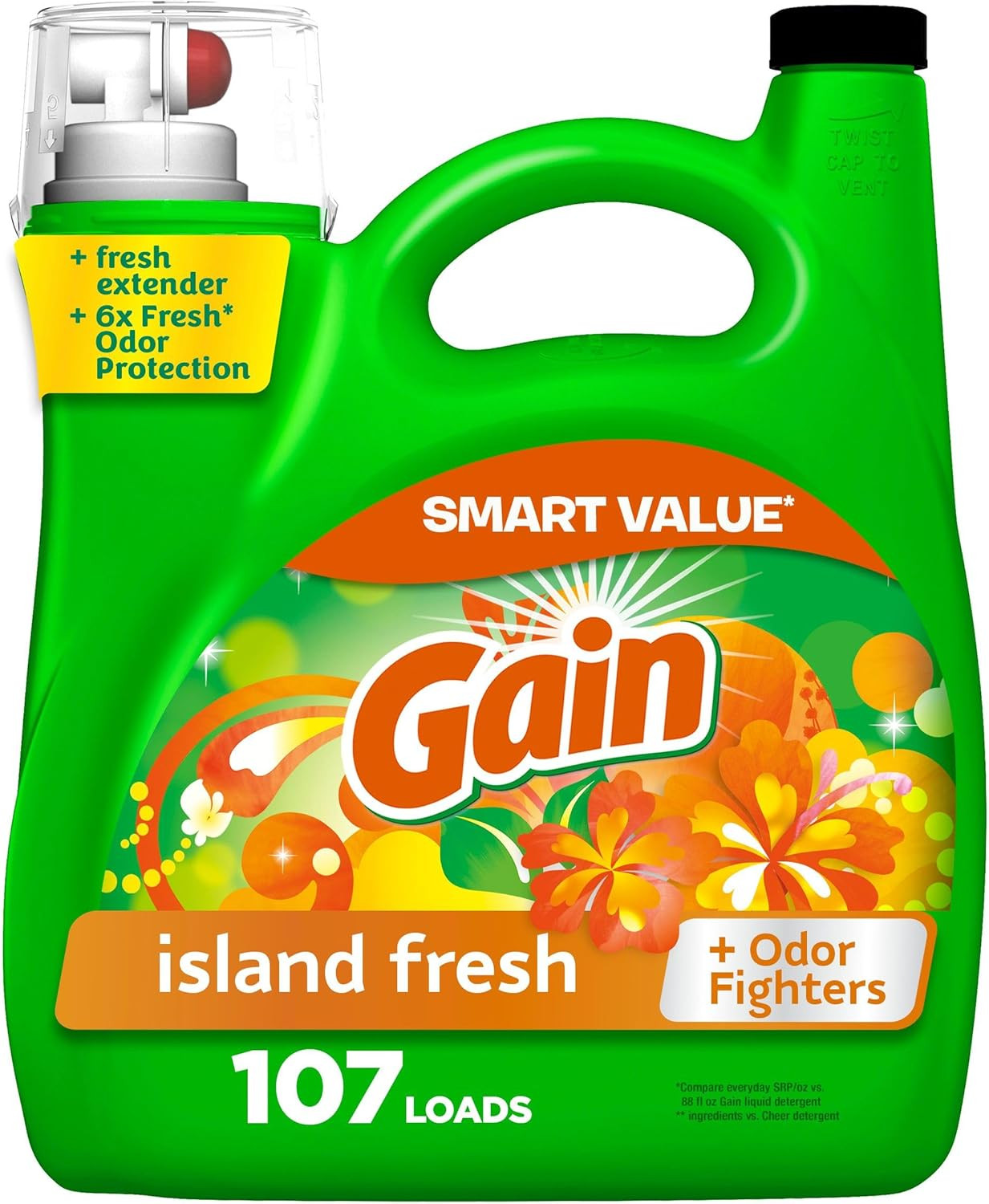 + Aroma Boost Liquid Laundry Detergent, Island Fresh Scent, 107 Loads, 154 Fl Oz