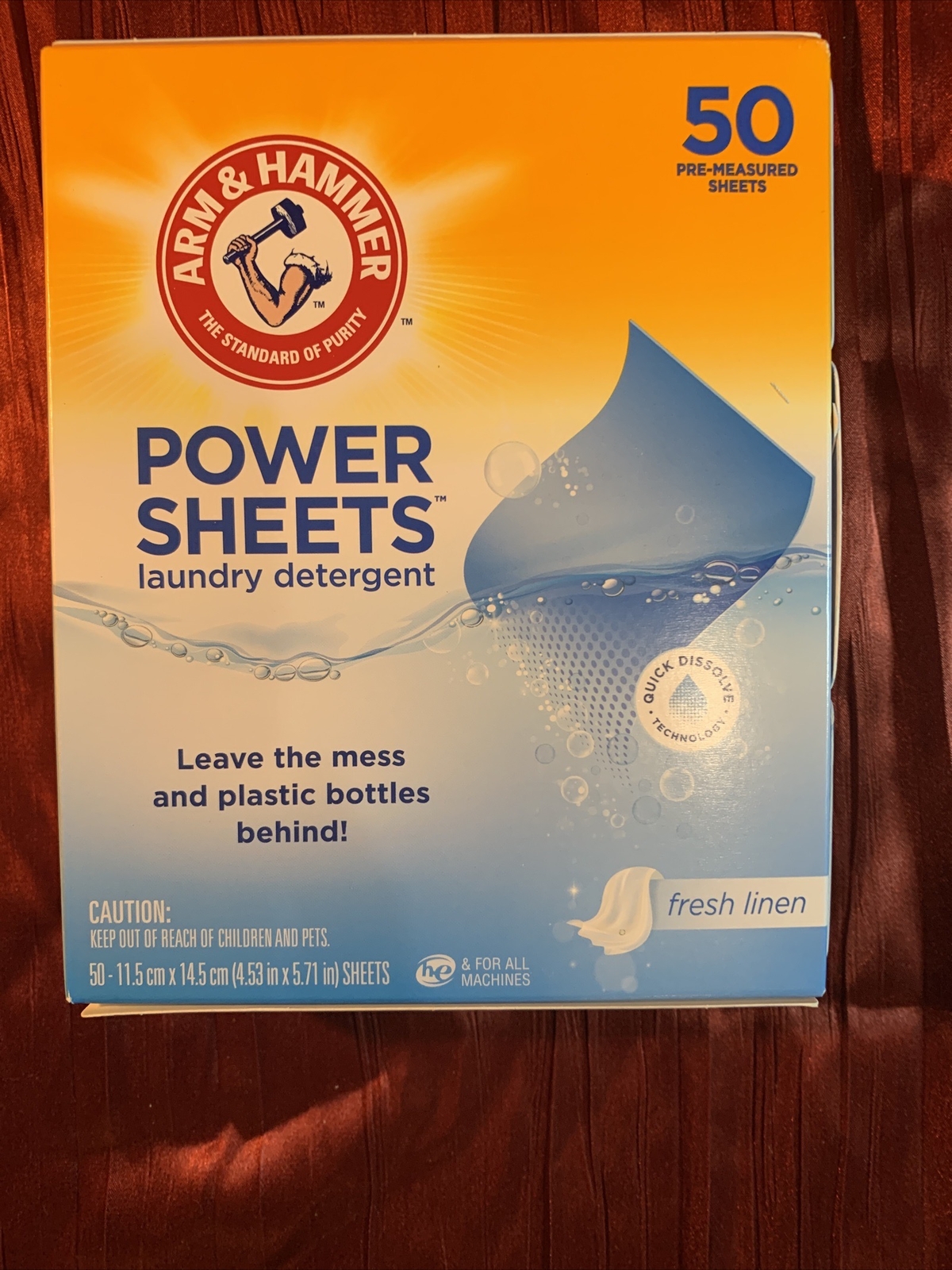 Arm & Hammer Power Sheets Laundry Detergent, Fresh Linen 50ct, 100 Small Load