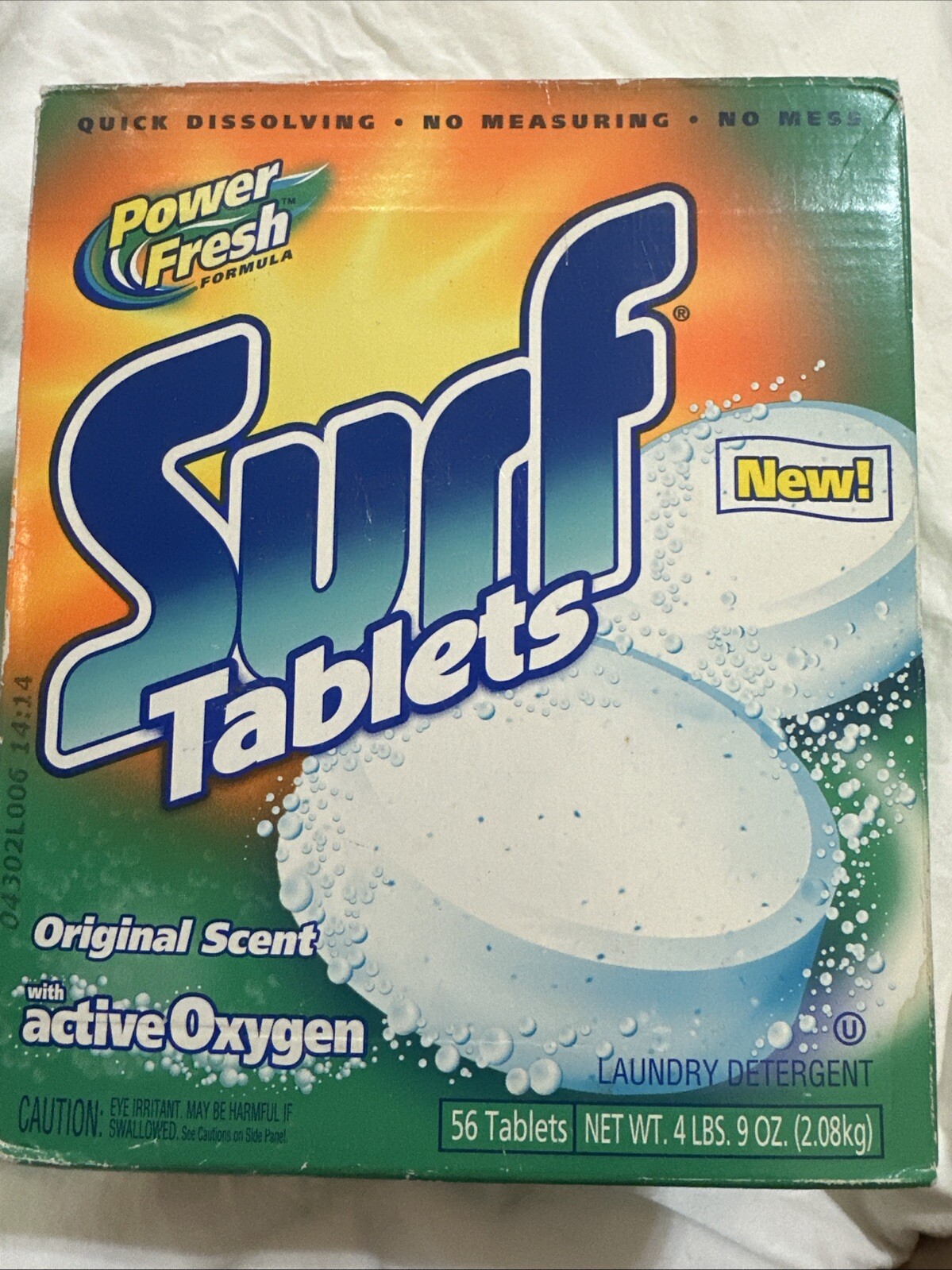 SURF Tablets Original Power Fresh Laundry Detergent Box Prop Soap VTG 2001 Y2K