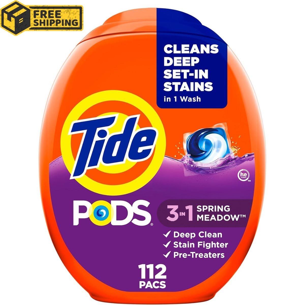 Tide PODS Laundry Detergent Pacs, 3-in-1 Stain Remover, 112 Count (Pack of 1)