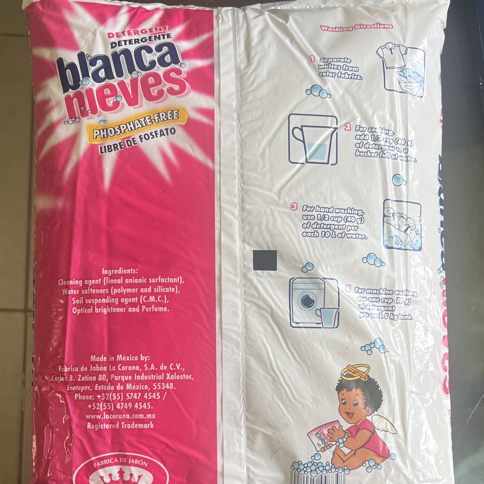 Blanca Nieves Phosphate-Free Powder Laundry Detergent 2 kg Optical Brightener