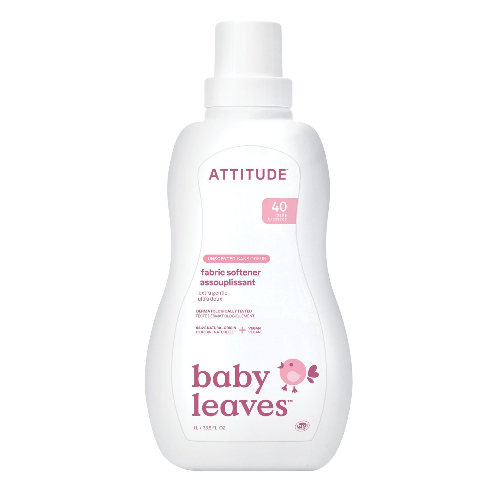 ATTITUDE Baby Fabric Softener, Plant and Mineral-Based 33.8 Fl Oz (Pack of 1)
