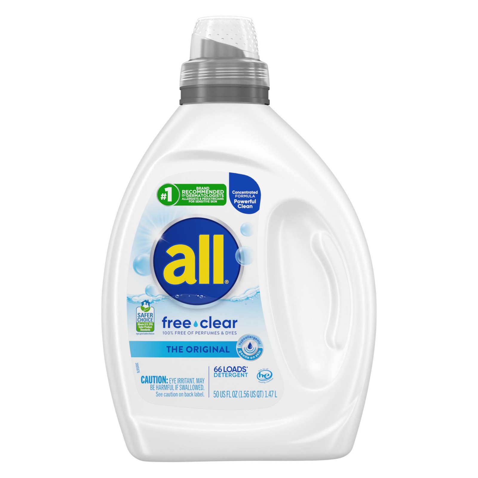 All Liquid Laundry Detergent Free Clear for Sensitive Skin Unscented 50oz
