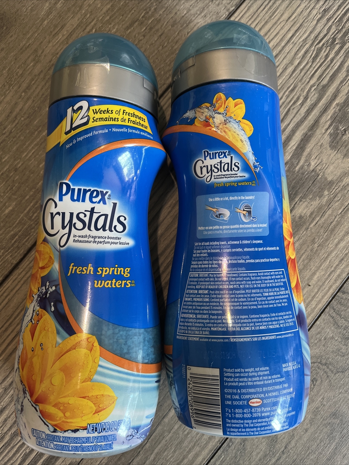 2x PUREX Crystals In-Wash Fragrance Booster FRESH SPRING WATERS 18oz Each