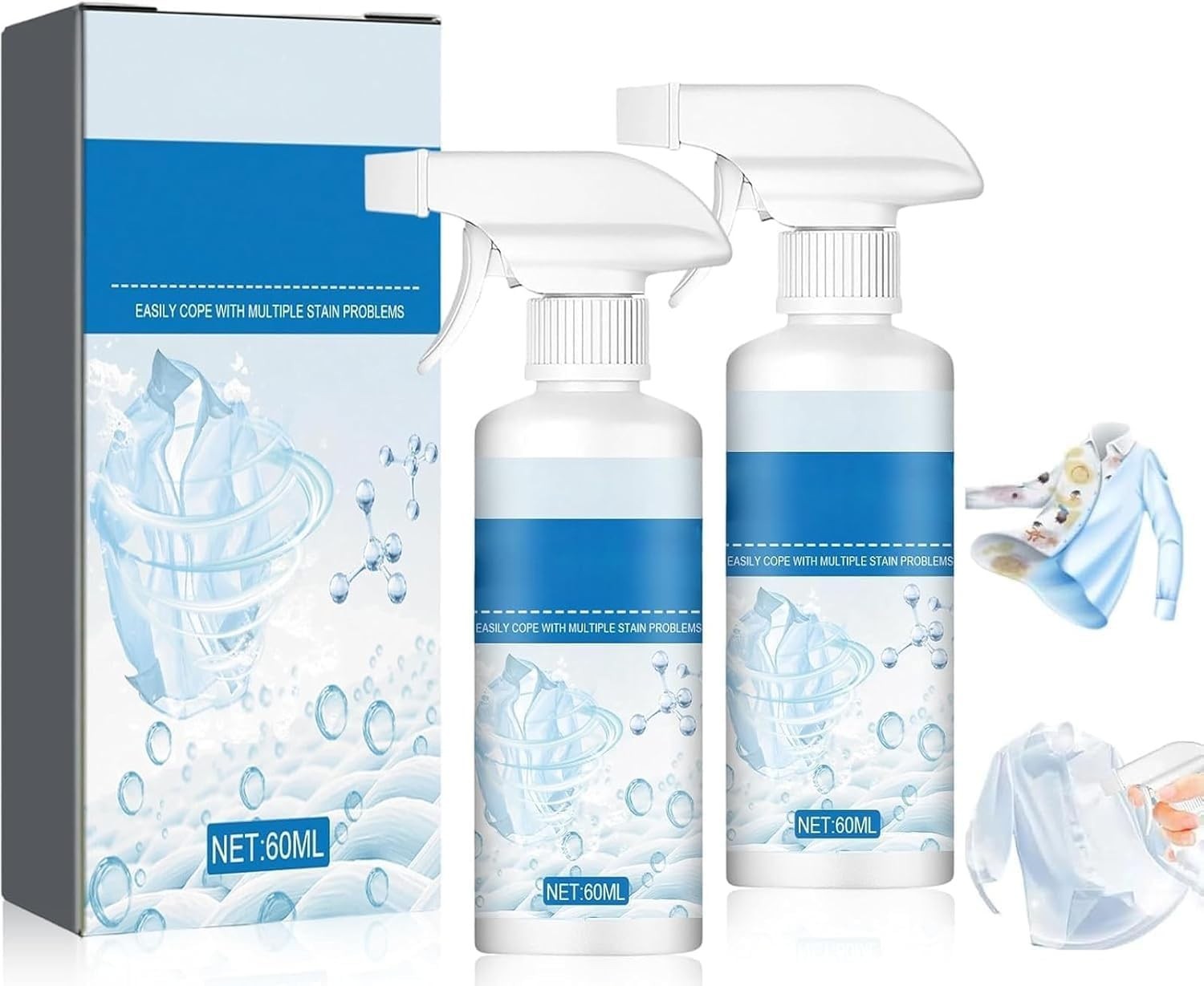 2PCS Powerful Non-Ionic Stain Remover Spray for Clothes, Active Enzyme Cleaner