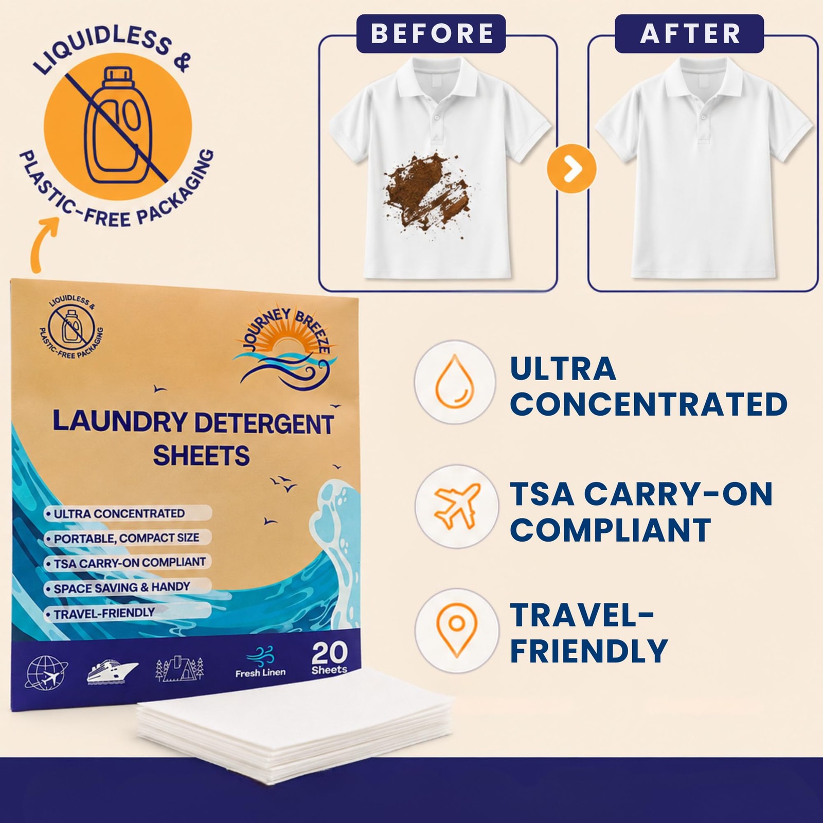 Travel Laundry Detergent Sheets 30 and 20 Pack – Hand Wash or Machine Wash Tr…