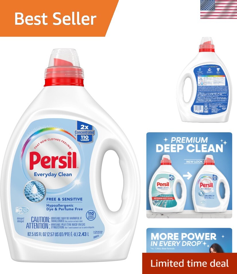 Gentle Hypoallergenic Laundry Detergent, Unscented – 110 Loads, 2X Concentrated