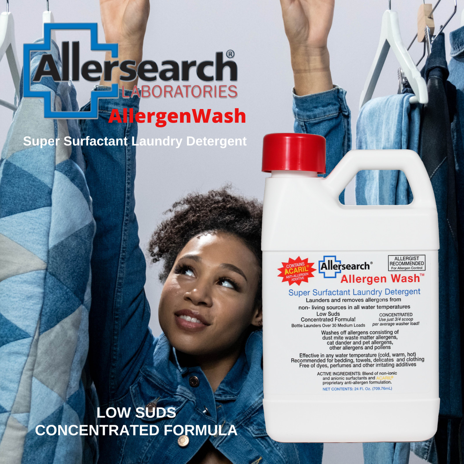 Allersearch AllergenWash Laundry Detergent 24 Oz