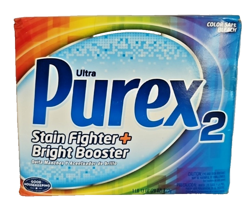 Purex 2 Stain Fighter + Bright Booster Powder Detergent Color Safe 29oz Sealed