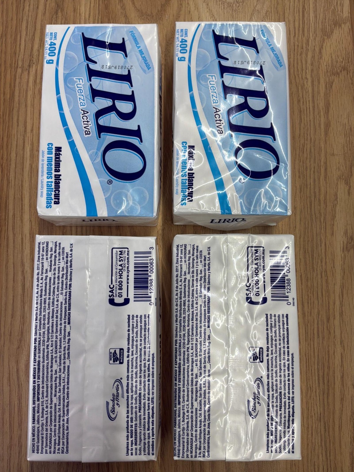 Lirio Laundry Bar Soap 400g 4 Pack Fuerza Activa Max Whitening Fabric Clean