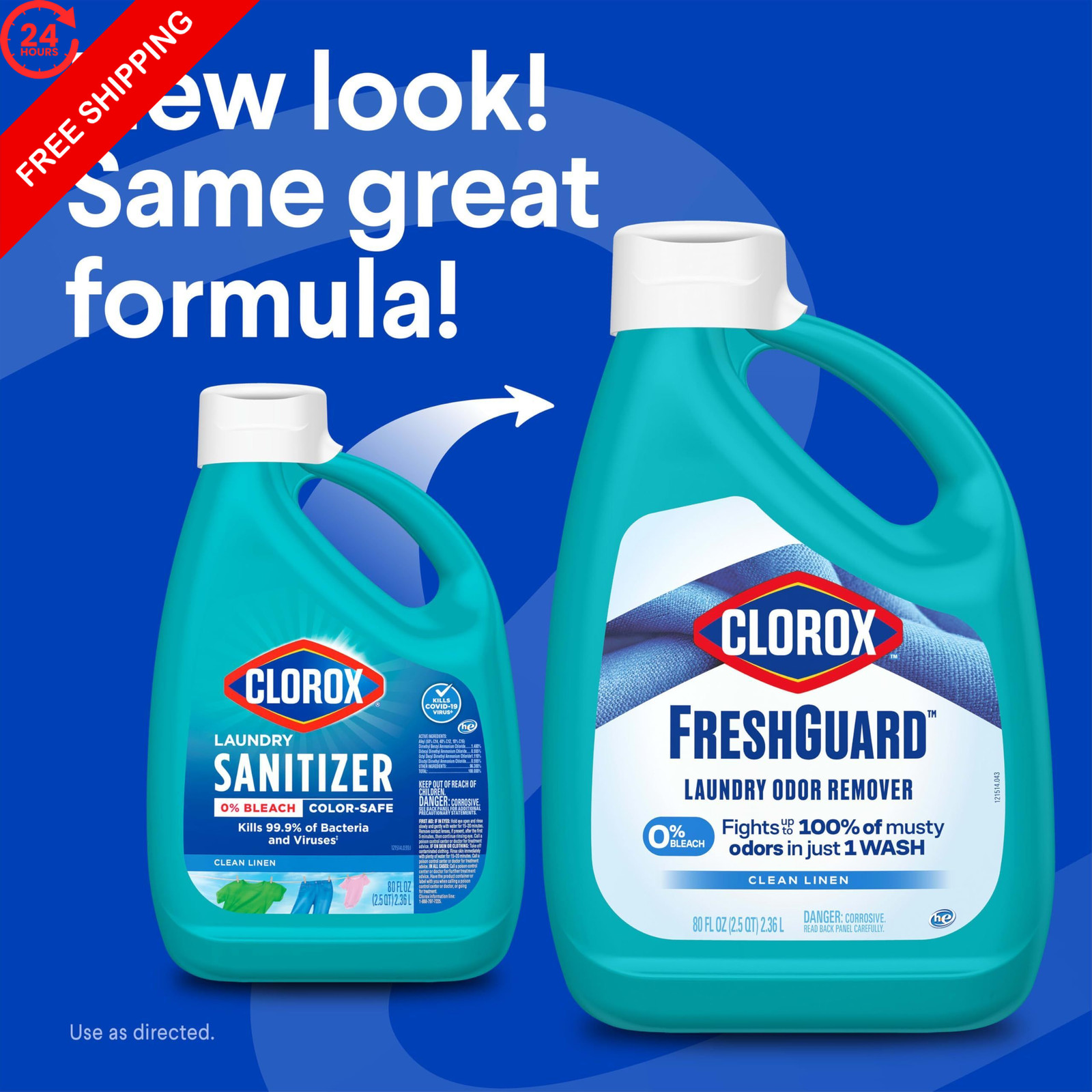 Clorox FreshGuard Laundry Odor Remover, Clean 160 Fl Oz (Pack of 1), Blue