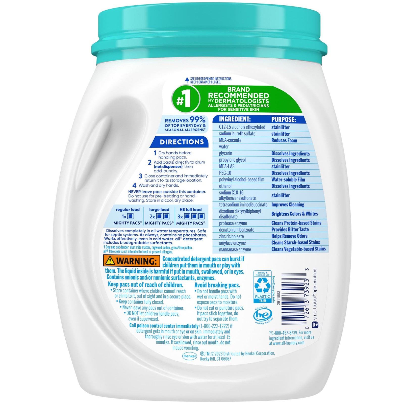 all free clear MIGHTY PACS Odor Relief, Laundry Detergent Pacs, 56 Count, Uns…