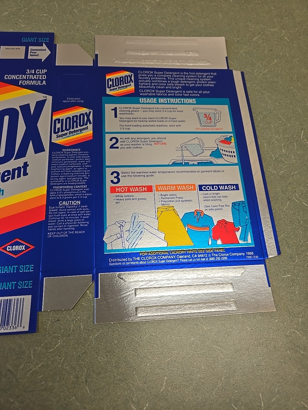 VTG Box Clorox Detergent 48oz 1988 Color Safe Bleach Movie Play TV Prop, NOS!!