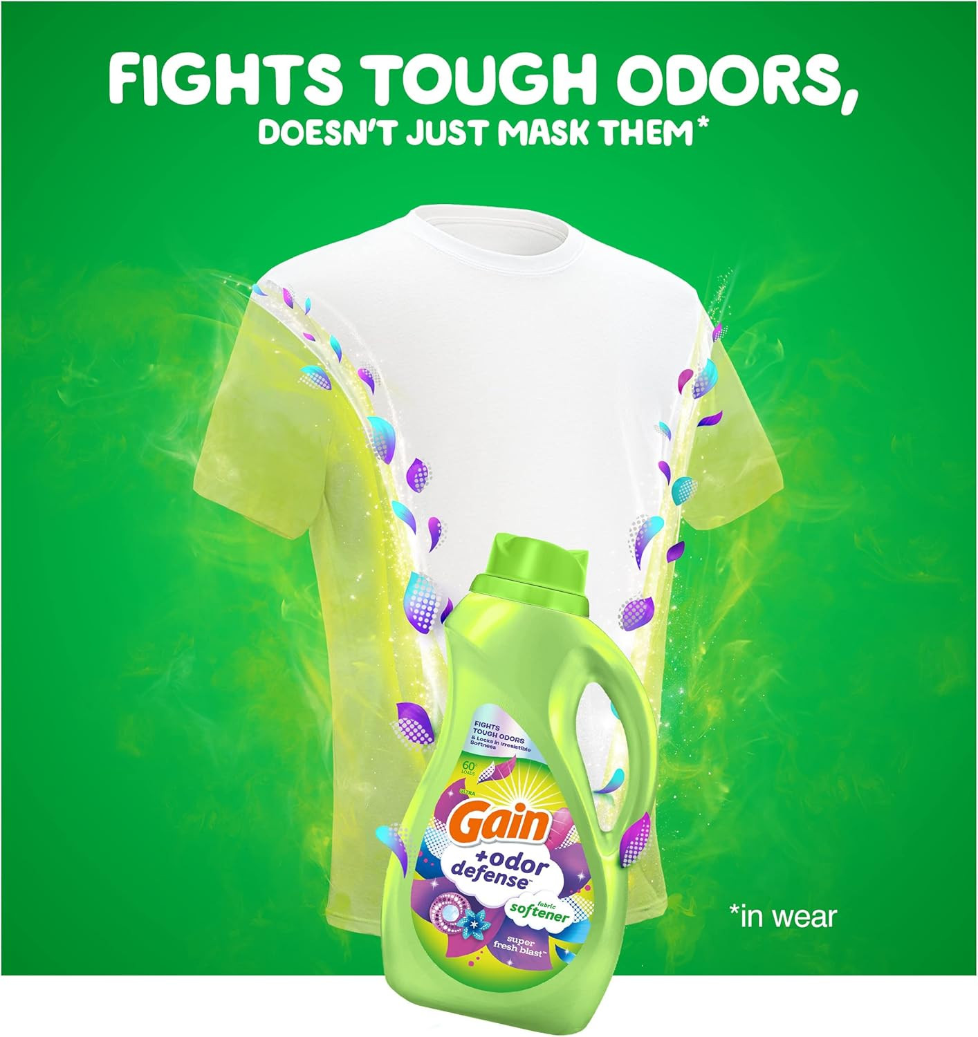 Odor Defense Liquid Fabric Softener, Super Fresh Blast Scent, 140 FL OZ, 190 Loa