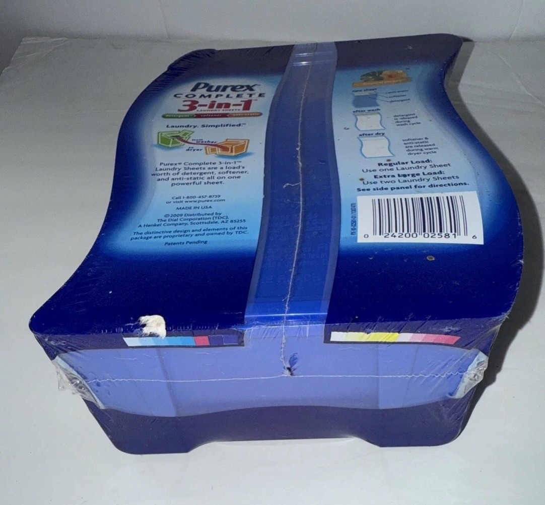 Purex Detergent Complete Laundry Sheets Softener Anti Static 20 Loads Tropical