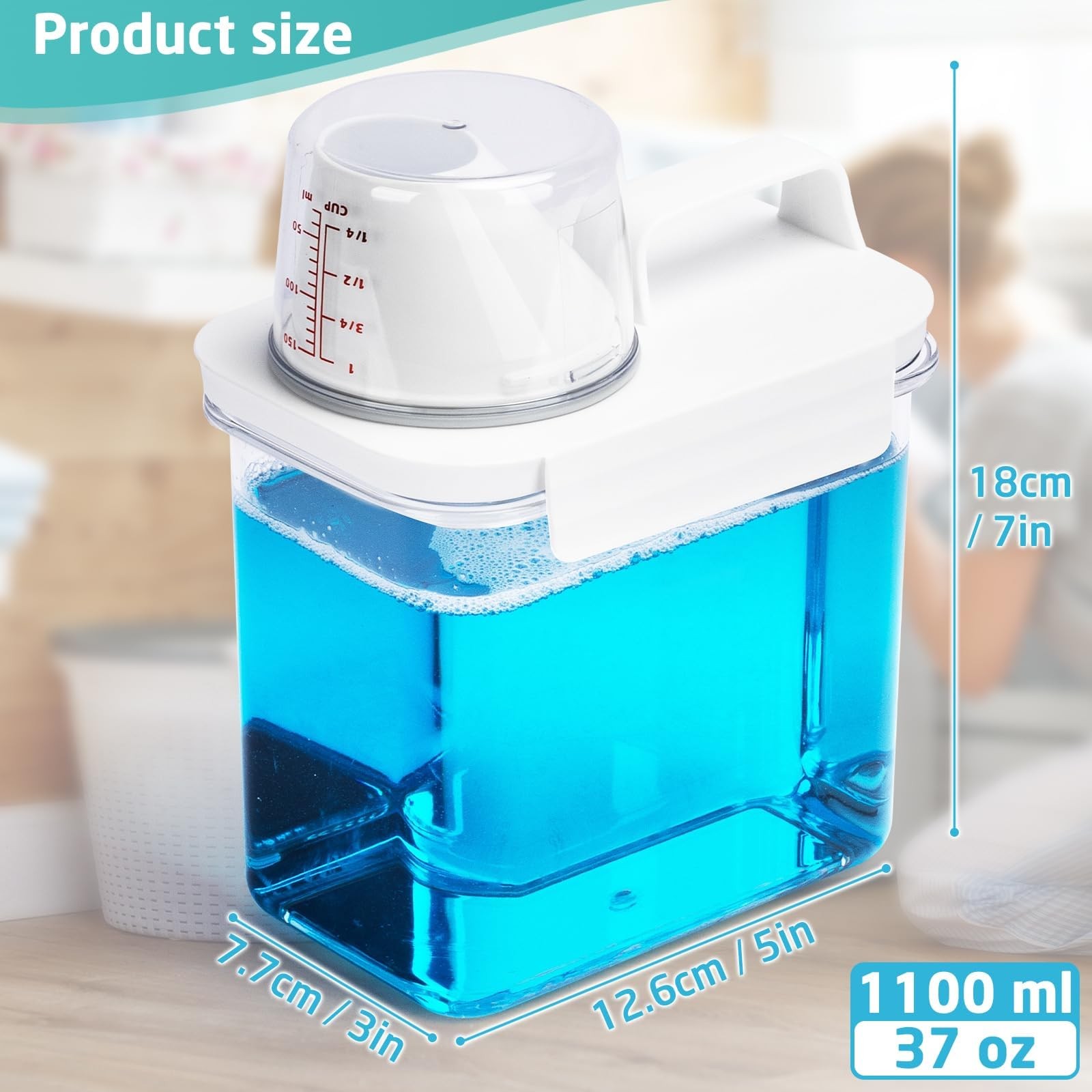 Laundry Detergent Dispenser-1 Pack, 37 oz Detergent Dispenser with 4 Removabl…