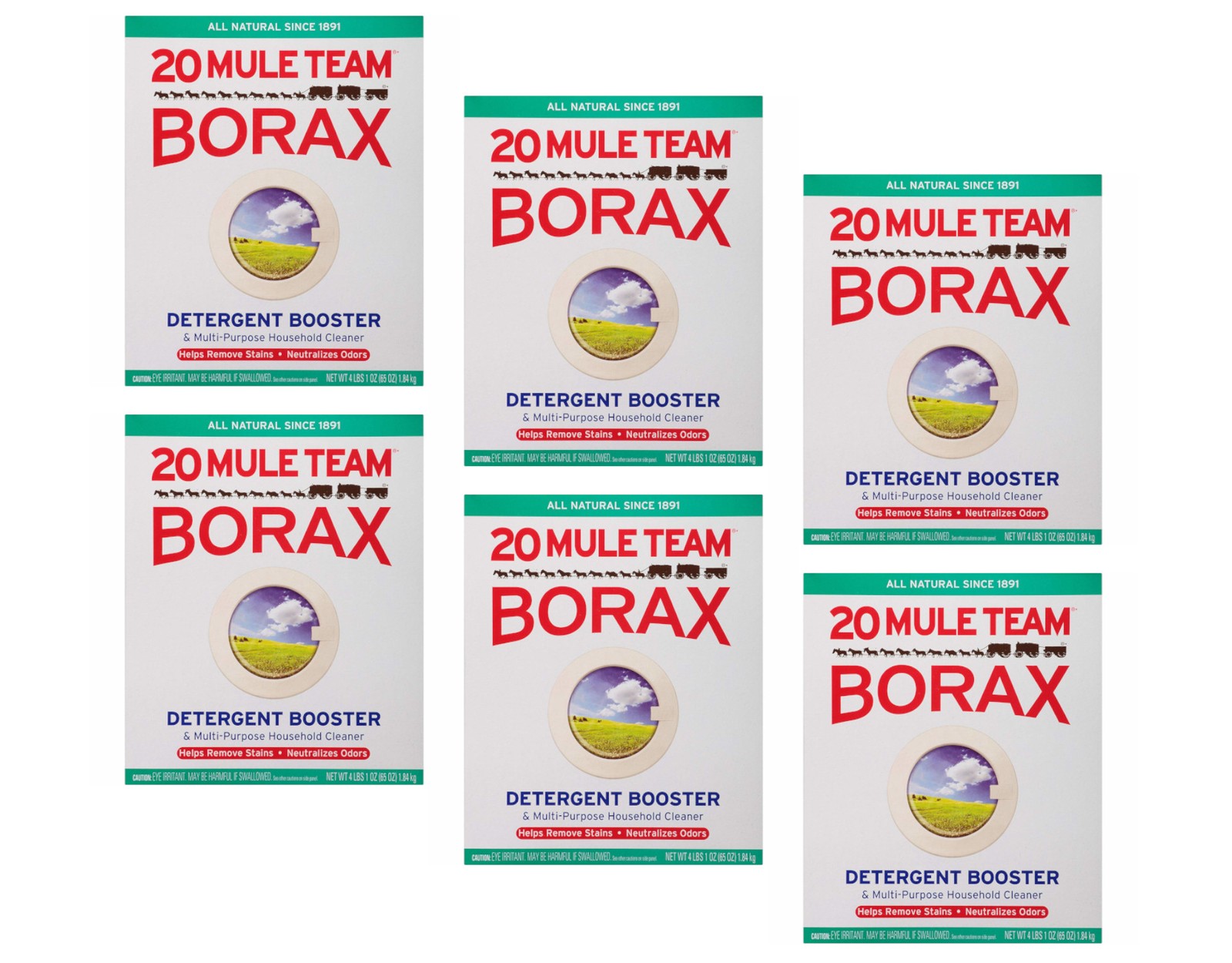 Twenty Mule Team Detergent Booster 65 Ounce – Pack of 6