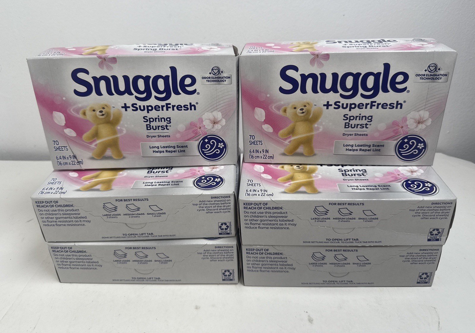 Snuggle + SuperFresh Softener SPRING BURST Dryer Sheets, 6x Boxes – 420 Sheets