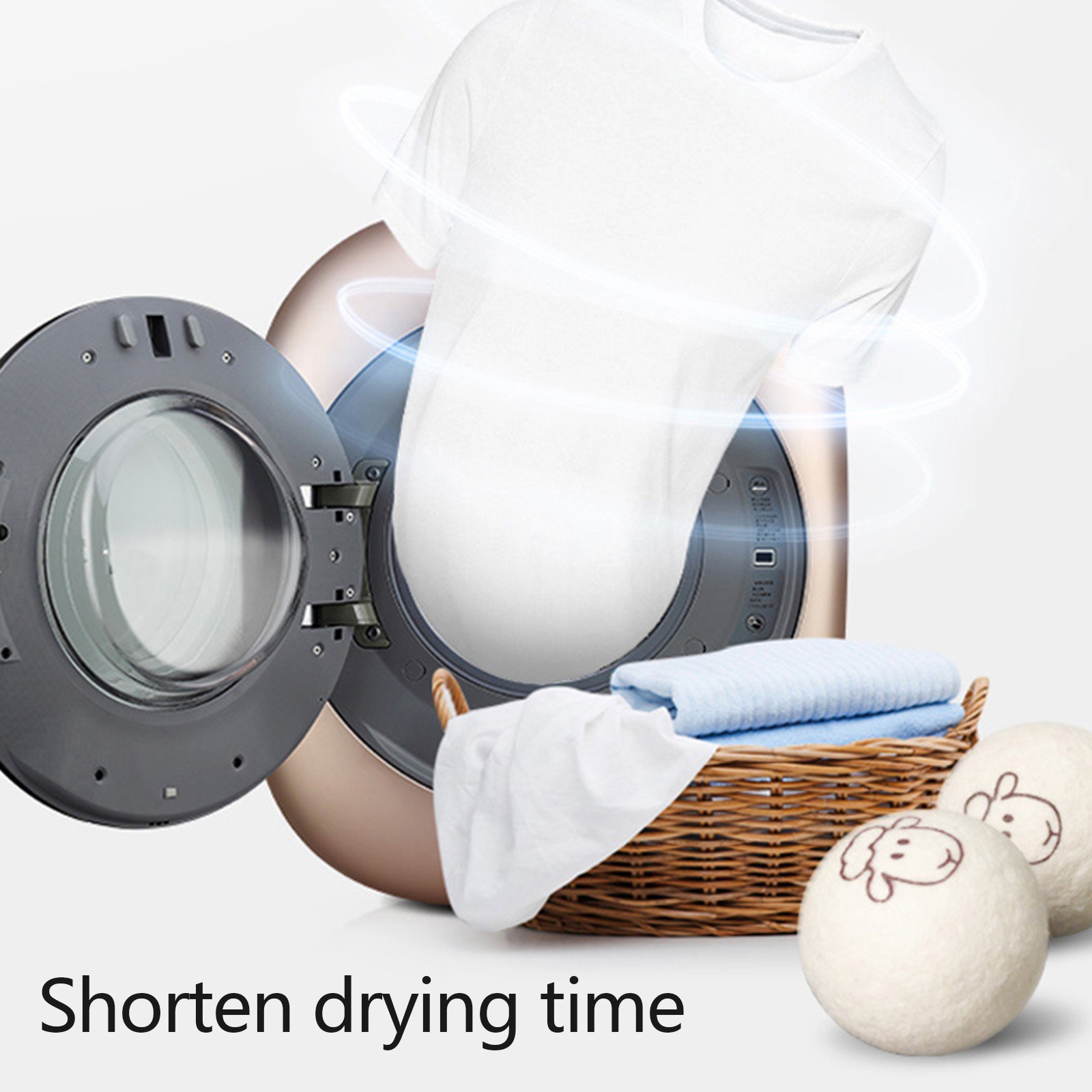 6pcs Wool Dryer Balls Natural Fabric Softener Reduce Wrinkles For Laundry White