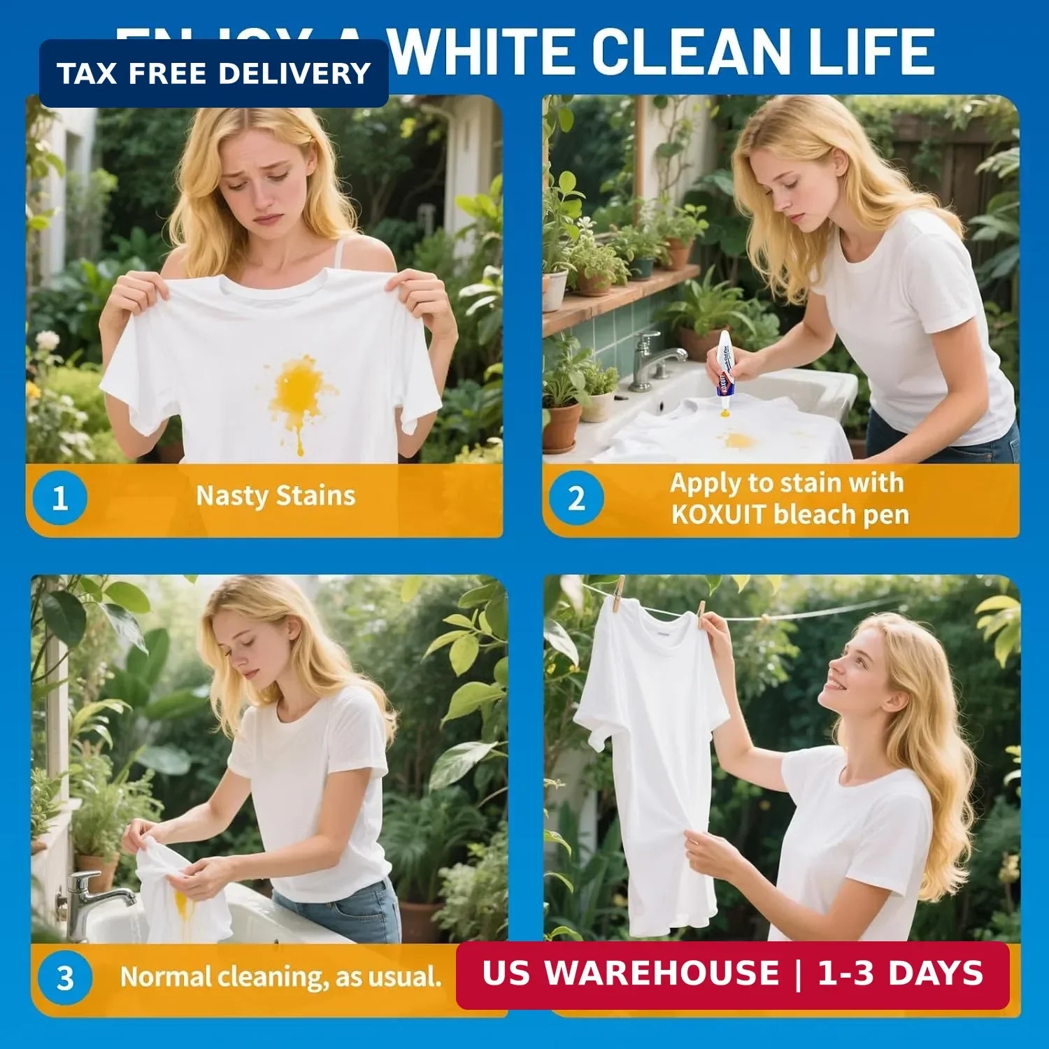 Portable Dual-Tip Bleach Pen for White Clothes & Grout – Travel-Ready 2-in-1 Gel