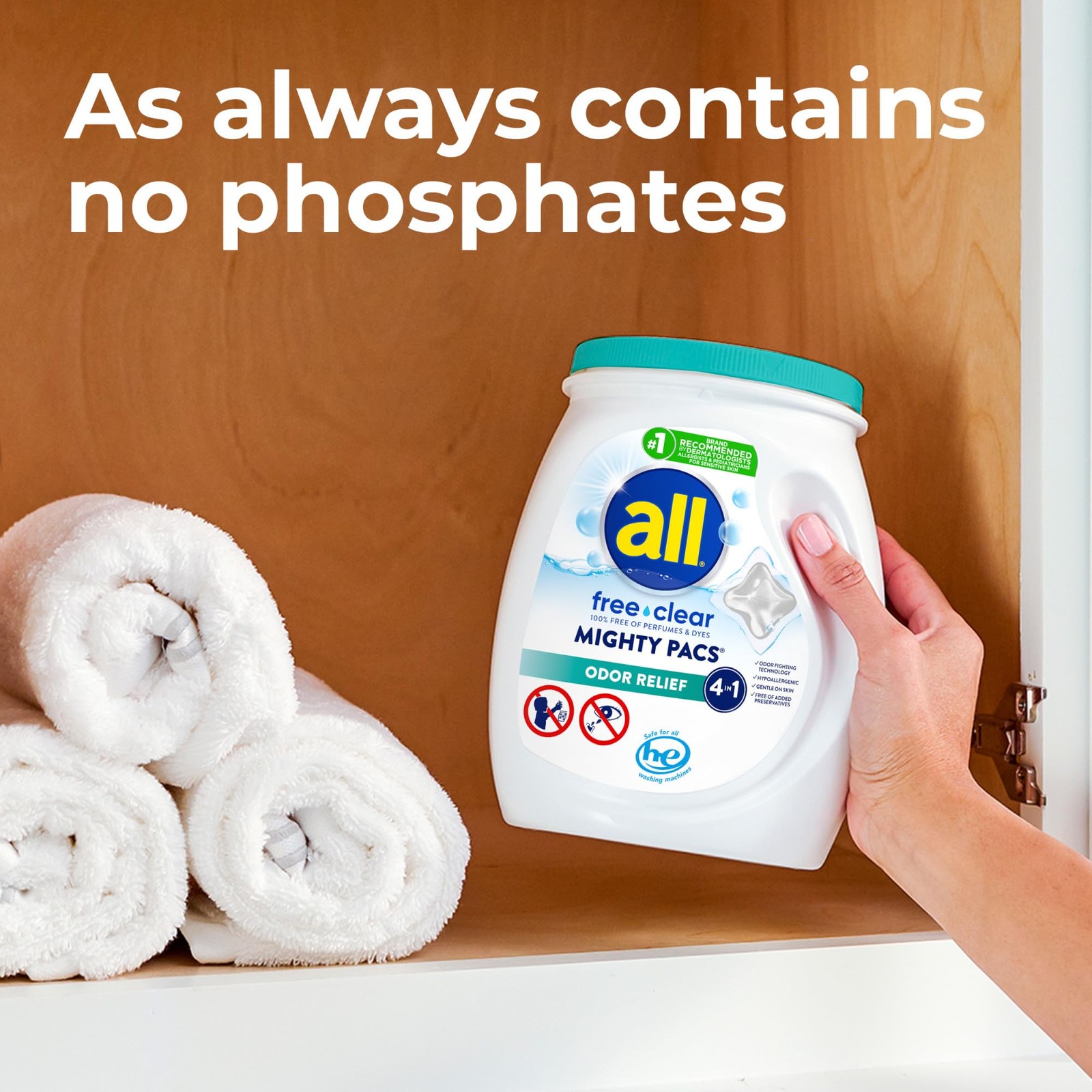 all free clear MIGHTY PACS Odor Relief, Laundry Detergent Pacs, 56 Count, Uns…