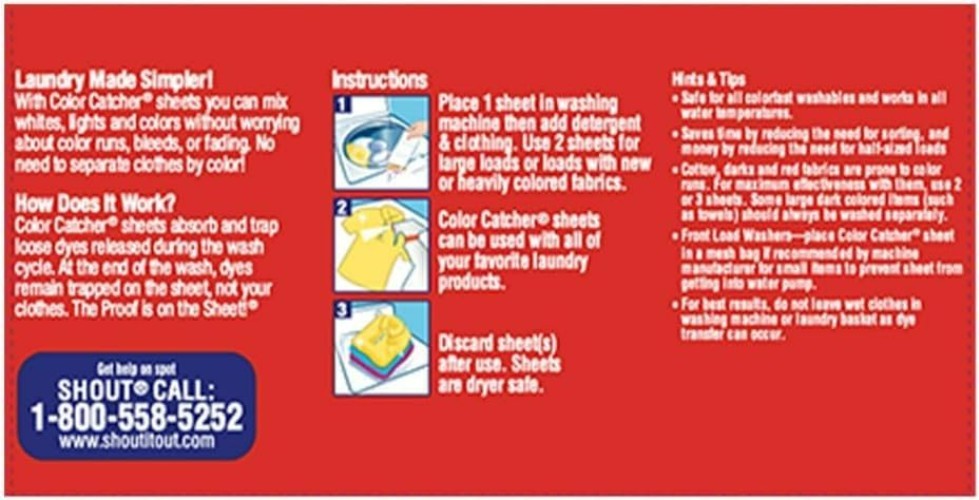 Shout Color Catcher Sheets for Laundry, Maintains Clothes Colors, 72 Count