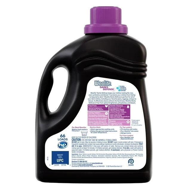 (2 pack) Woolite Darks Defense Liquid Laundry Detergent, 100 fl oz, 66 Loads
