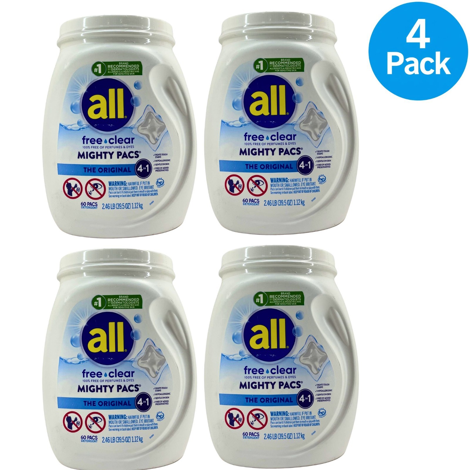 All Free Clear Mighty Pacs Laundry Detergent 60 Count 4 Pack New
