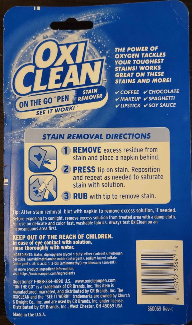 18 Total: OxiClean On The Go Stain Remover – CARTON 6 units of 3-packs