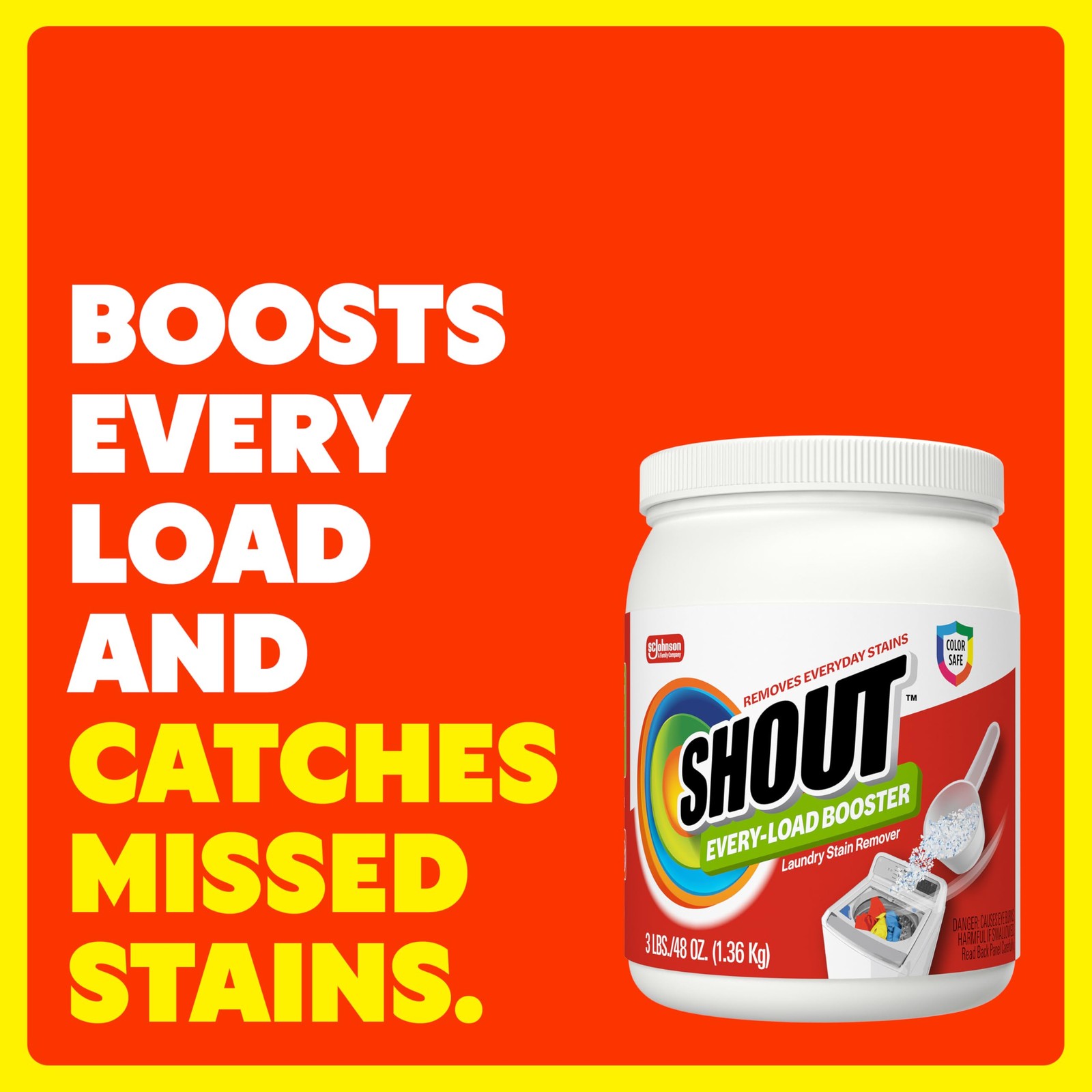 Shout In-Wash Every-Load Booster Laundry Stain 48 Ounce (Pack of 1), White