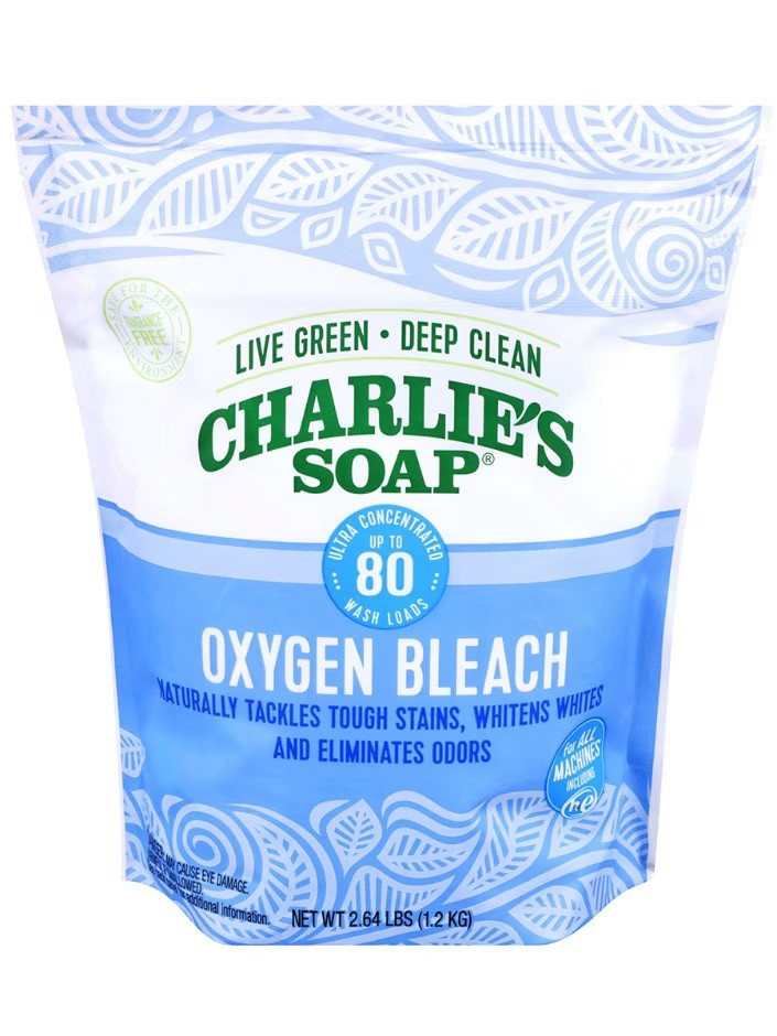 CHARLIE’S SOAP OXYGEN BLEACH POWDER FOR ALL MACHINES, SAFE FOR COLORS 2.64 LBS