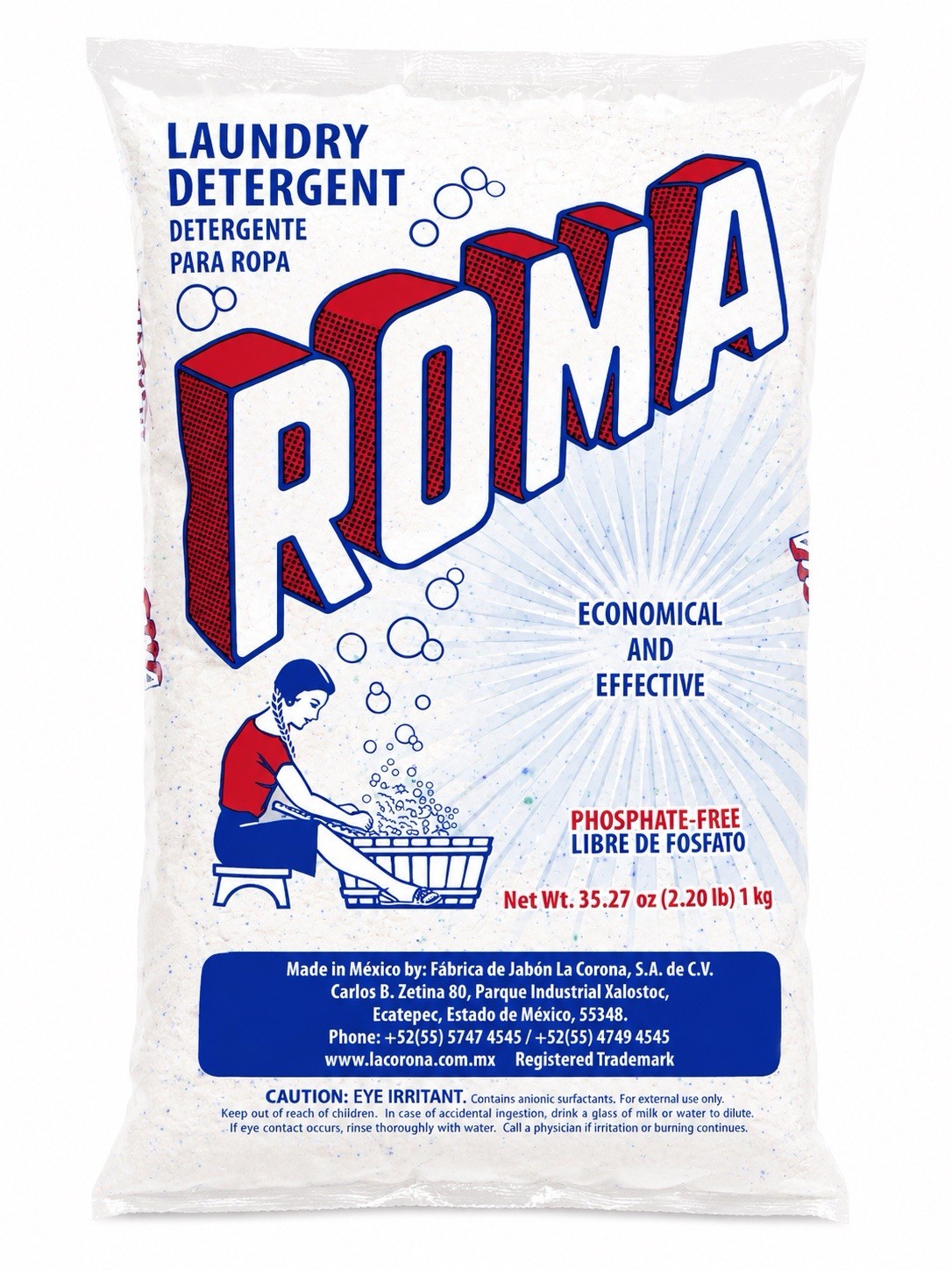 ROMA Phosphate-Free Laundry Detergent Powder 1 kg, Handwash for Fabric