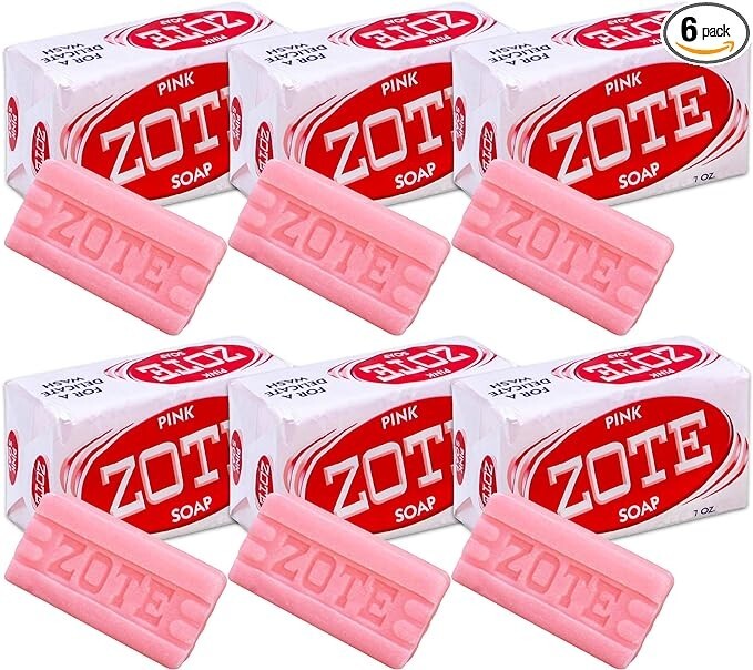 6 Pack of Zote Laundry Soap Bar Pink 14.1 oz (400gr)