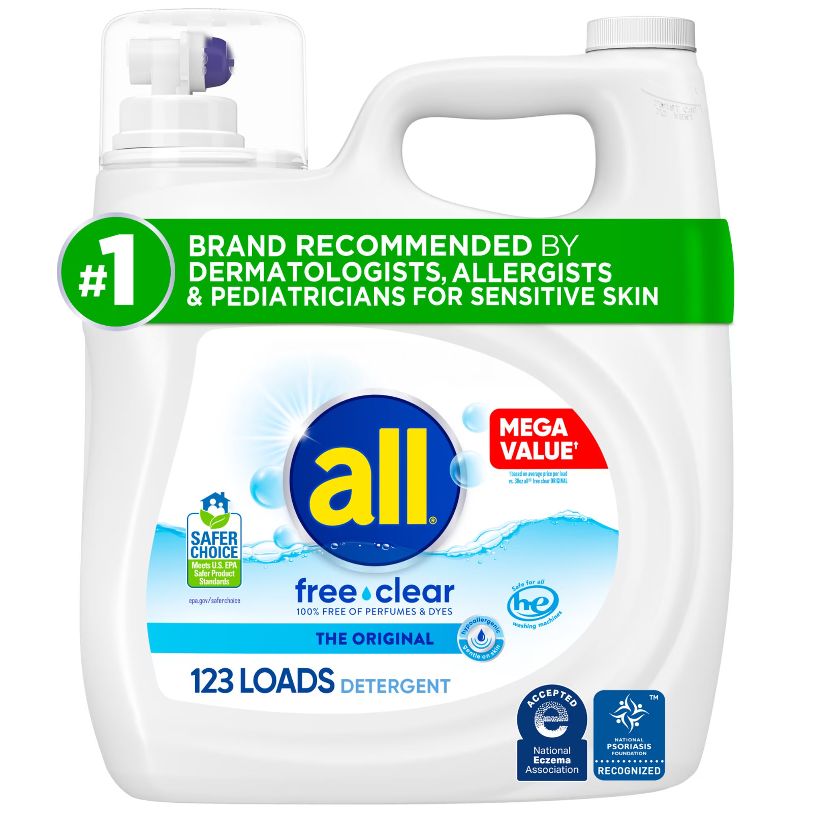 NEW 2 pack all Free Clear Liquid Laundry Detergent 154 oz 123 Loads FREESHIPPING