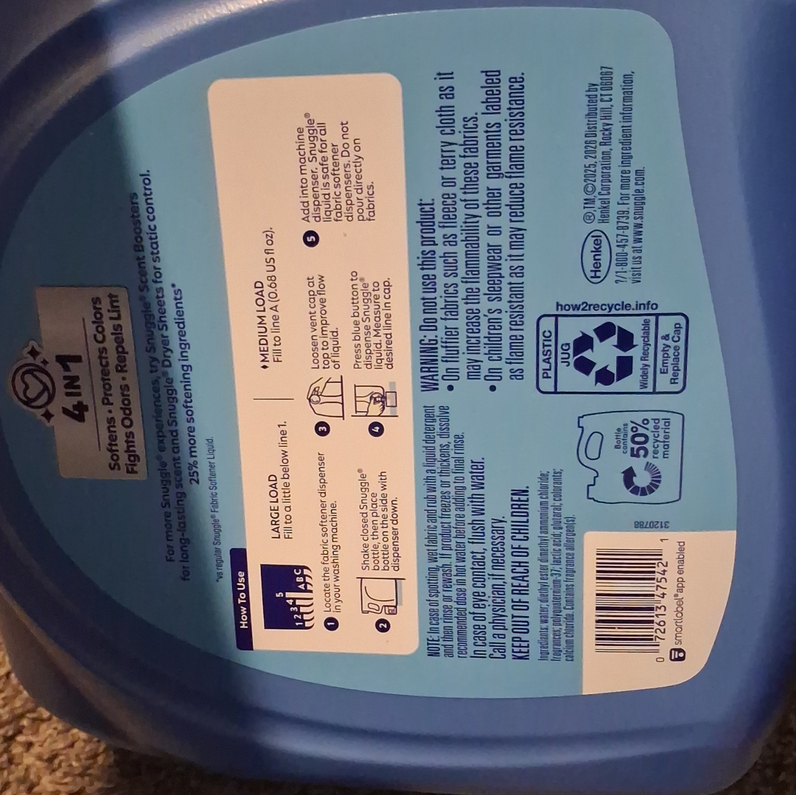 Snuggle Advanced Softness Blue Sparkle Fabric Conditioner 176 oz 259 Loads