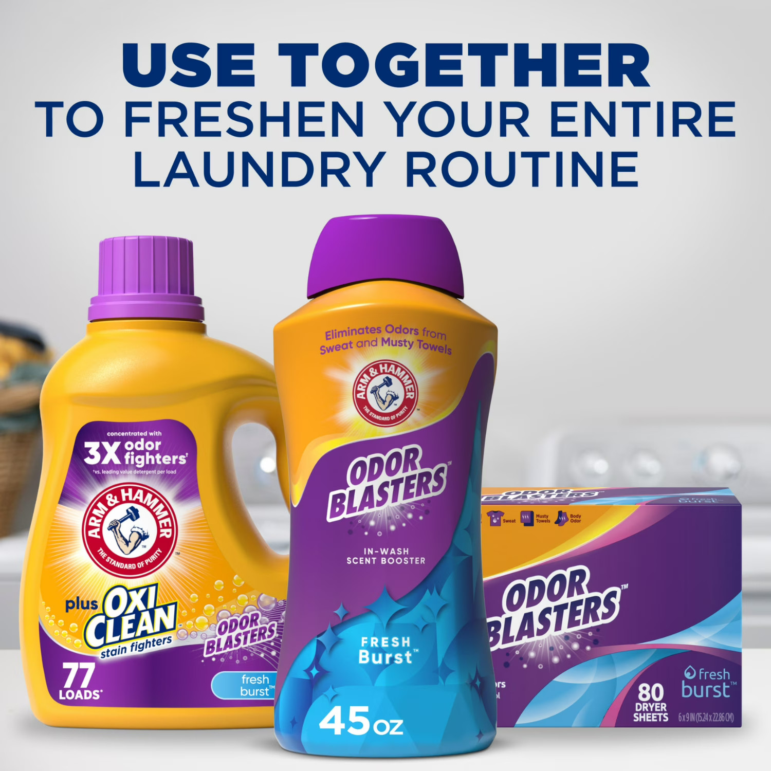 ARM & HAMMER Odor Blasters In-Wash Scent Booster Fresh Burst 45 Oz, 4 Pack