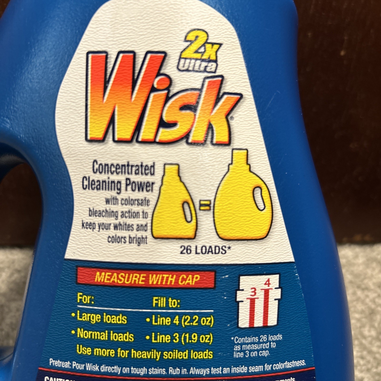 Wisk Bleach Alternative 2X Ultra Concentrated Laundry Detergent 26 Loads 50oz