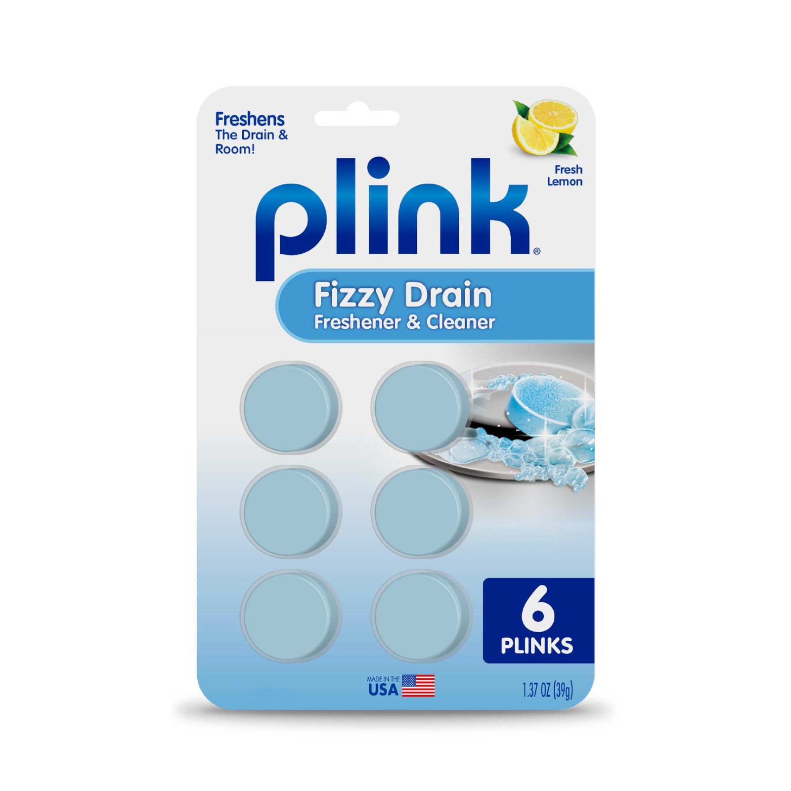 Plink Fizzy Drain Freshener and Cleaner, Prevents Clogs 6 Count (Pack of 1)