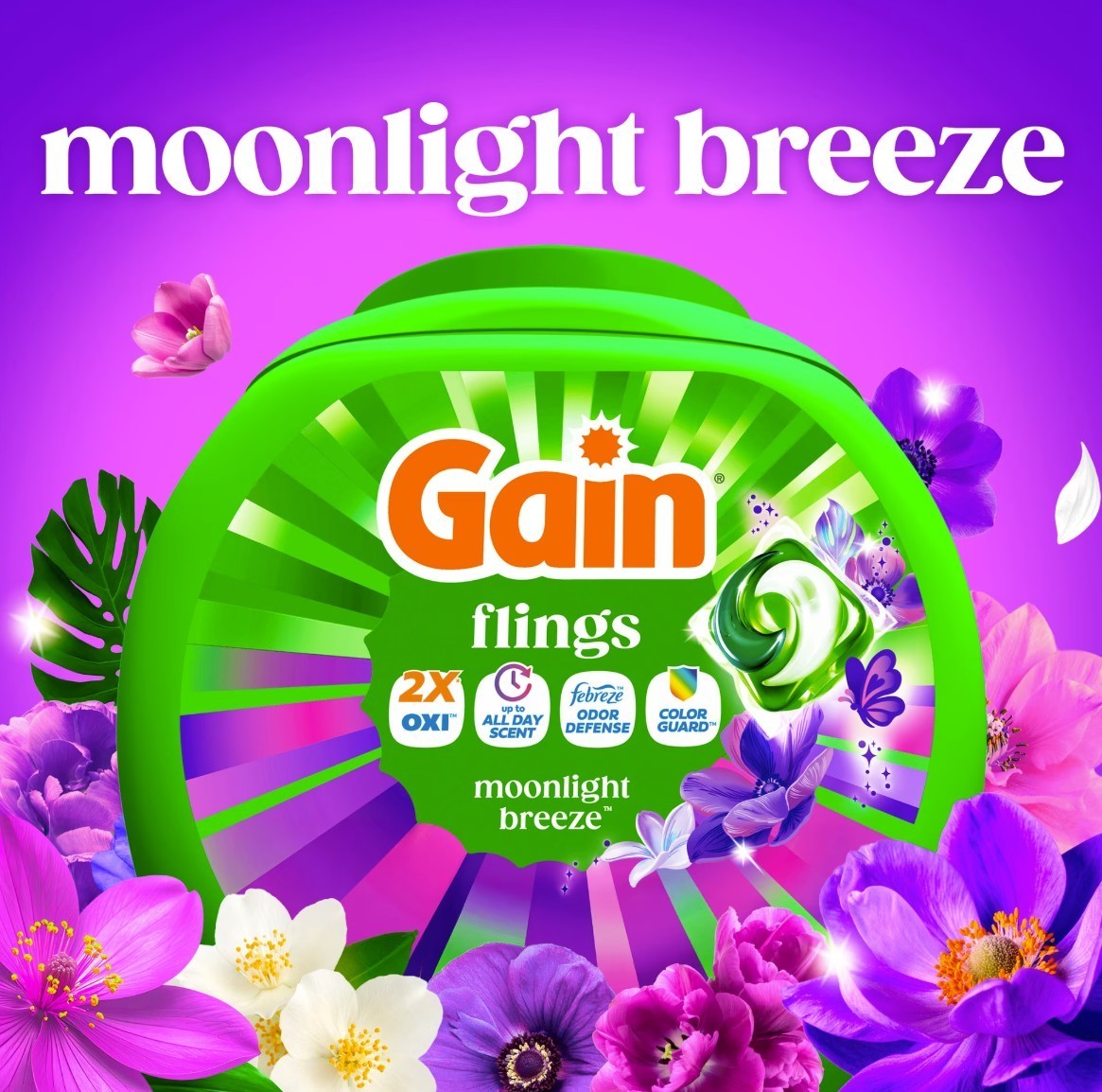 [HOT SALE] Gain Flings Laundry Detergent Pacs Moonlight Breeze 60 Ct 2 Pack NEW