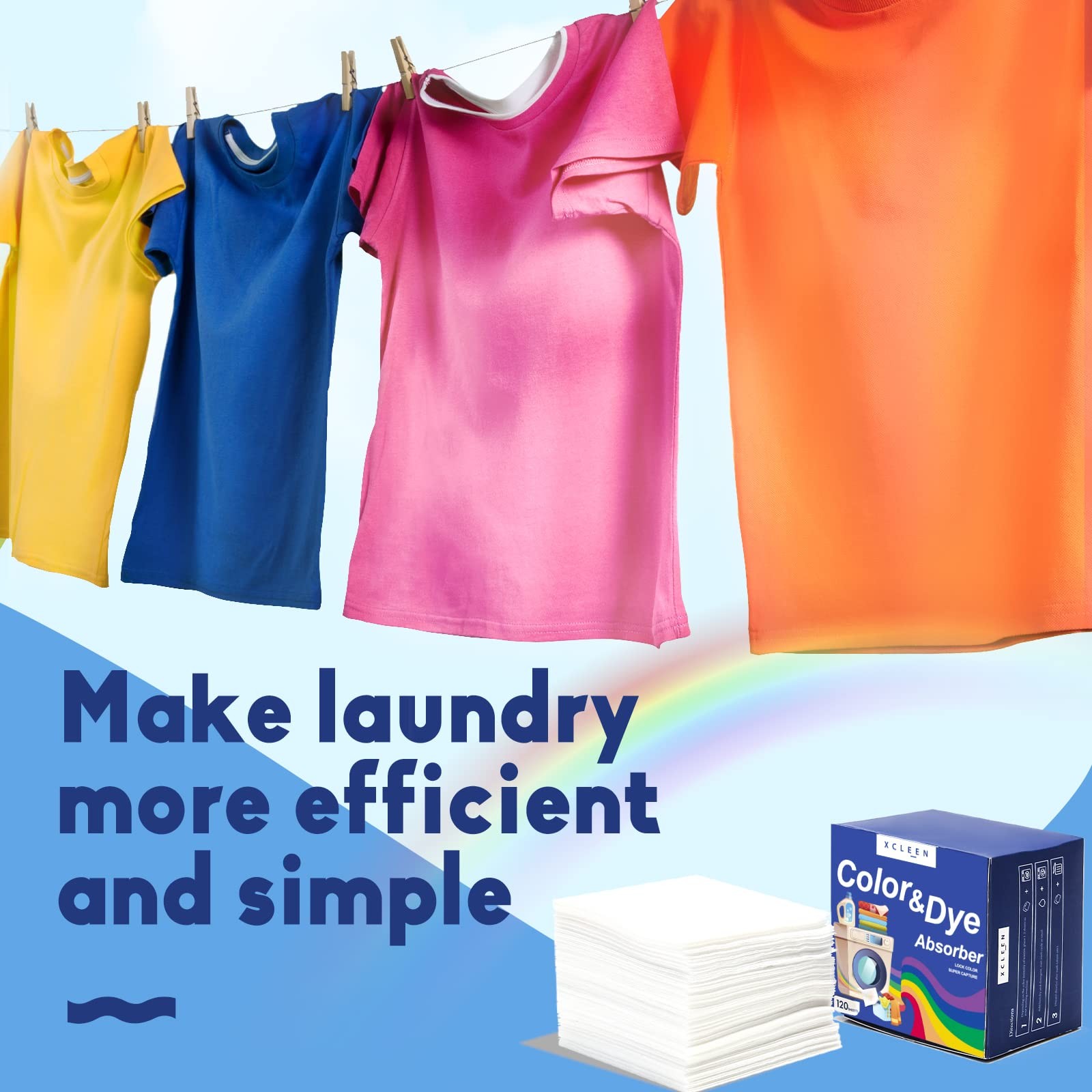Xcleen Color Absorber Laundry Sheets 120 Count, Dye 1 Count (Pack of 120)