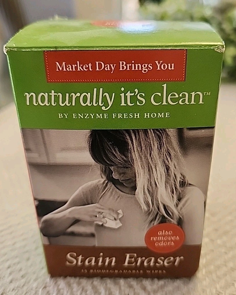 Market Day Stain Eraser ~ Box of 15 Biodegradable Wipes Packets ~ NIB