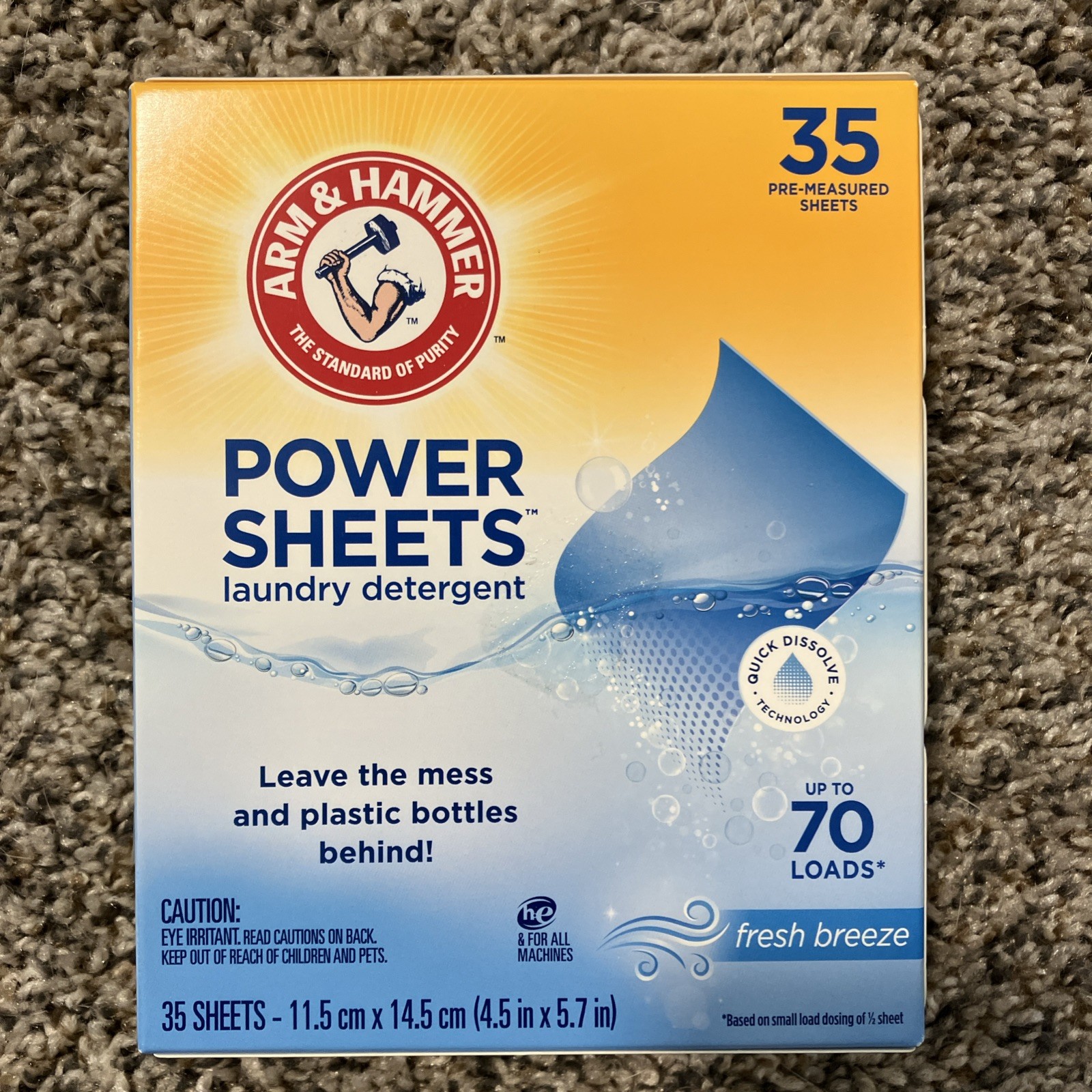 ARM & HAMMER Power Sheets Laundry Detergent Fresh Breeze 35 ct 70 Loads