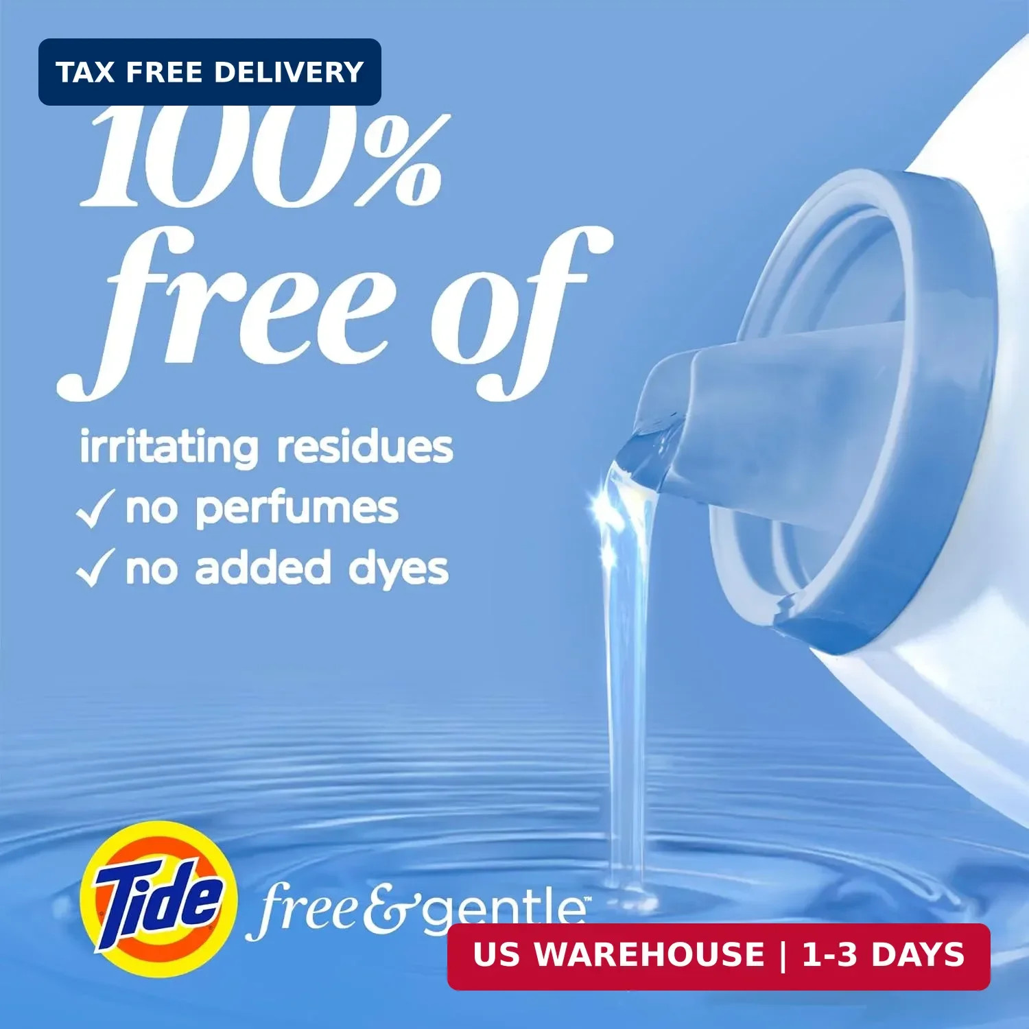 Tide Free & Gentle Liquid Laundry Detergent, 126 Loads, 166 fl oz, Tide Laundry