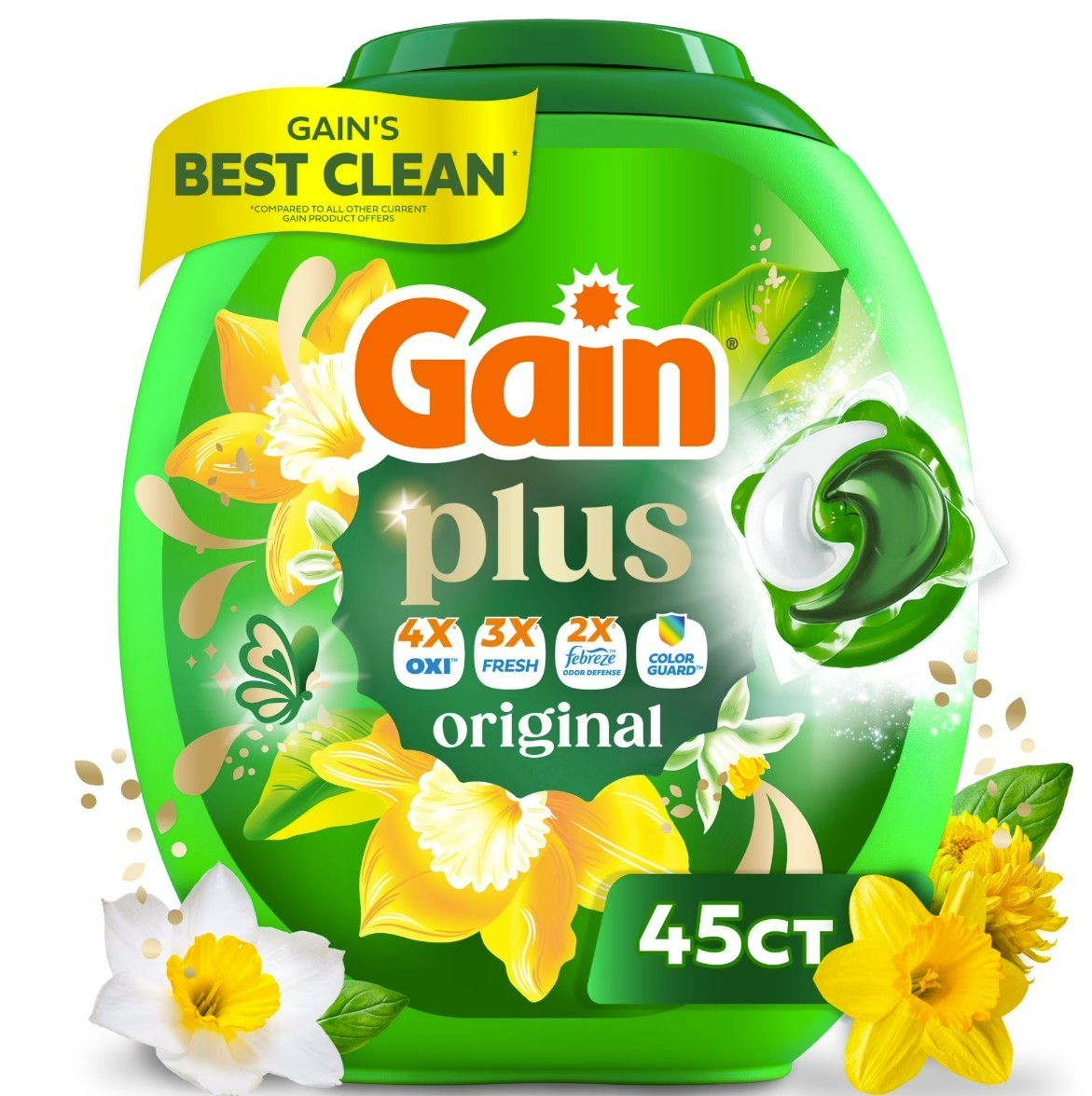 [FASH SALE](2 Pack) Gain Flings Laundry Detergent Pacs Original Scent 45 Ct Each