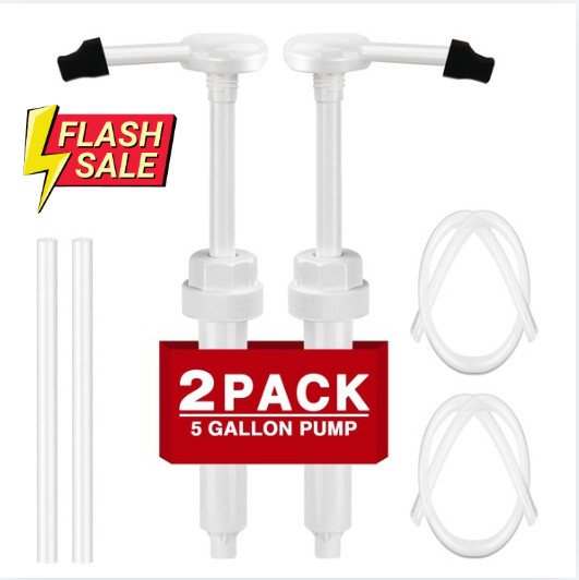 2 Pack 5 Gallon Pump Dispenser 1oz Pump for Large Gallon Bucket with 50cm Extend